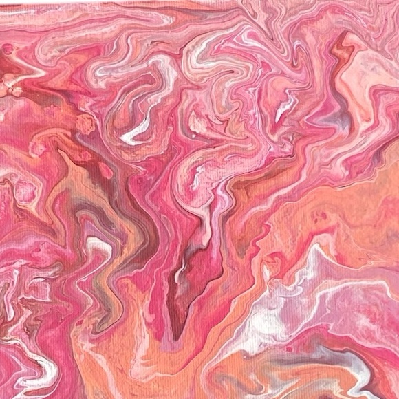 Pink Coral Fluid Art Painting Canvas Board 10x10 Handcrafted by Svetlana Yeung - Picture 3 of 14